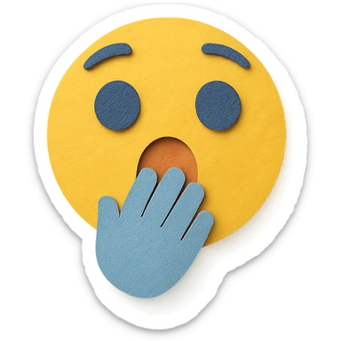 surprised face with hand over mouth, layered paper effect, paper craft style sticker