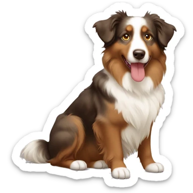 australian shepherd Brown and light brown sitting up sticker