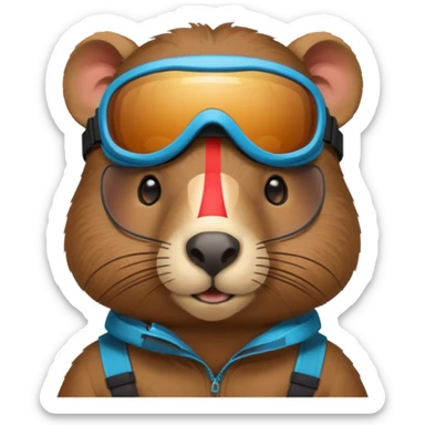 Capibara con lentes para nieve sticker