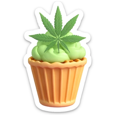 colorful gelato in a waffle cup with cannabis leaf sticker