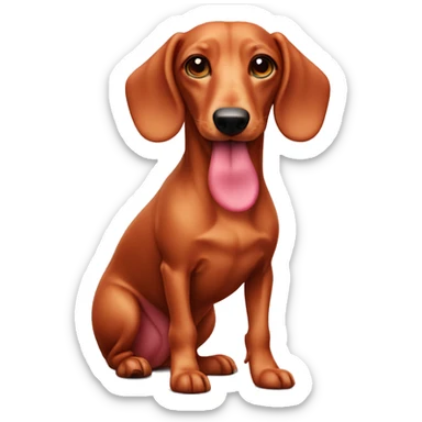 Light red sausage dog with a pinkish nose sticker