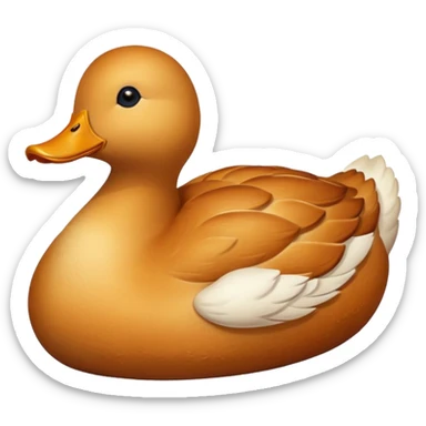 bread loaf shaped like a duck, golden brown crust sticker