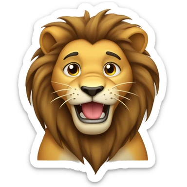 Cute young male lion holding back tears 🥹 showing hole lion sticker