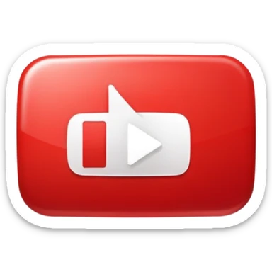 YouTube logo with play button in the center, red rounded rectangle with white play button sticker