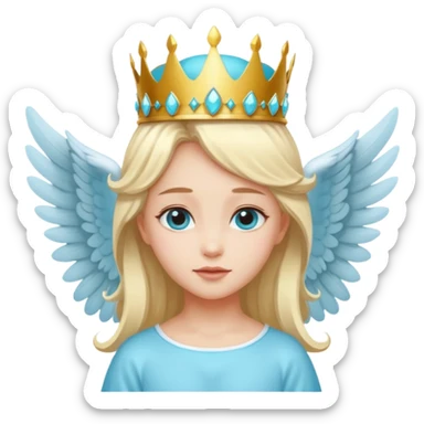 an angel with a cyan crown on her head, 4 wings sticker