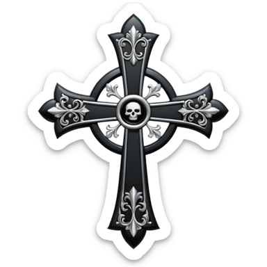 black goth cross sticker
