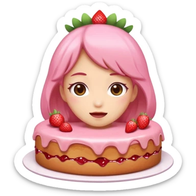  pink runny gooey strawberry jam kawaii cake lady sticker