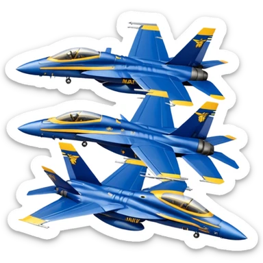four US Navy Blue Angels f/a-18s performing diamond formation maneuver sticker