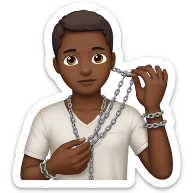 Black person picking cotton with chains around his hand and neck  sticker