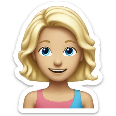 smiling girl with blonde hair, blue eyes sticker