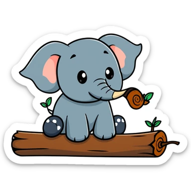 An elephant fly gnawing a log like a beaver sticker