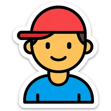 boy with red hat sticker