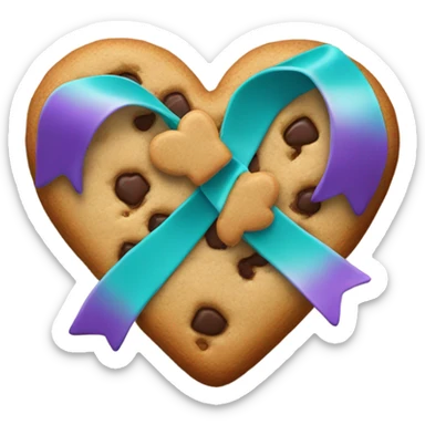 Purple teal Suicide awareness ribbon on heart cookie sticker