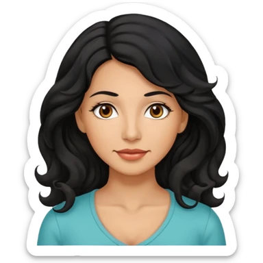 Beautiful mom ,black black  hair,wavy hair，long hair,brown eyes,hispanic sticker