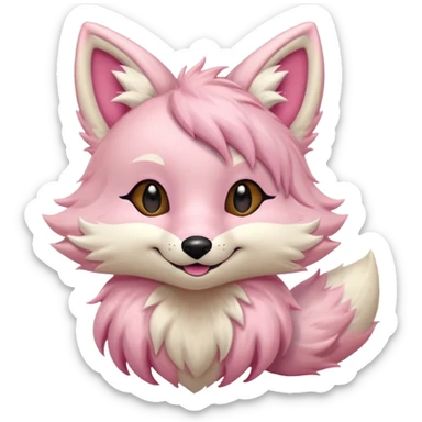 Anthropomorphic Pastel beige and pastel Sakura-pink fox furry fursona sticker
