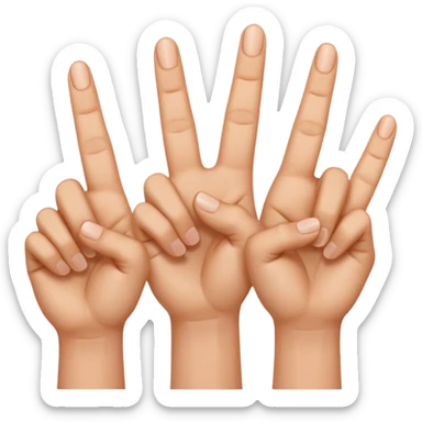 Manos con 3 dedos levantados y la otra mano solo 1 dedo levantado sticker