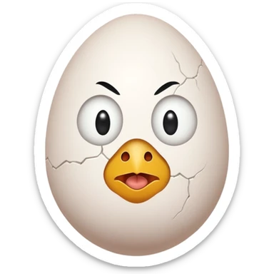 chiken egg with human mad face and feets sticker