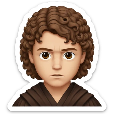 Anakin skywalker scar left eye curly brown hair sticker