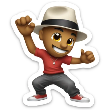 Breakdancer with Kangol panama showing a bite gesture  sticker