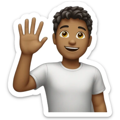 boy waving hi sticker