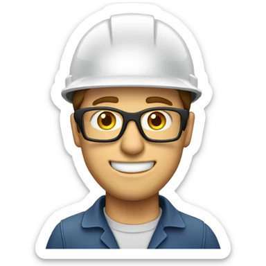 Caucasian  engineer man wearing a safety helmet, safety glasses and earplugs sticker