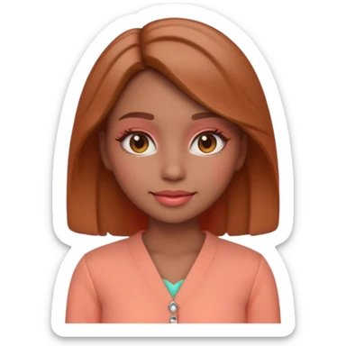 Create an emoji of  women“Create a female emoji in Spring Personal Color tone — warm, bright colors, peach makeup, light brown hair, coral outfit, soft glowing lighting, cute 3D emoji style.” sticker