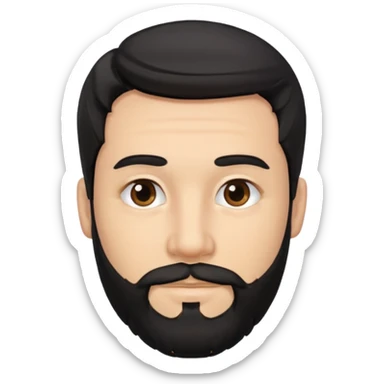 Change gender to male black hair middle of head part, slightly wavy with gray streaks and dimples in each cheek and well trimmed beard sticker