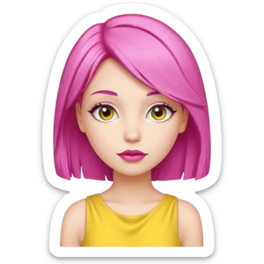 woman Pink lips, deifferent hair, yellow dress. sticker