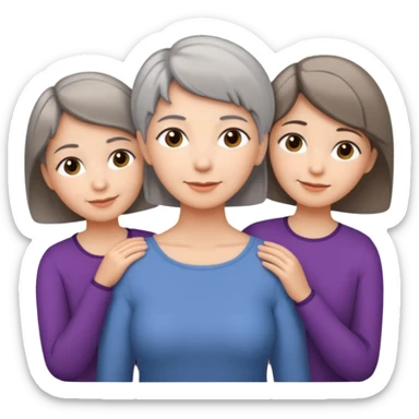 A mum with short Gray hair and her two adult daughters with Light brown hair sticker