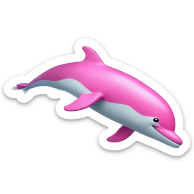 Pink dolphin surfing a wave sticker