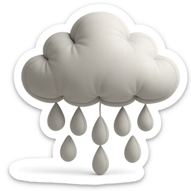 plush cloud with falling hailstones, cushion style, soft plush look sticker