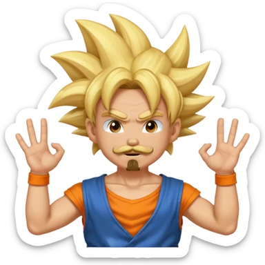 puedes hacer un chico con perilla y bigote el piercing septum y dos aros en las orejas haciendo la pose de goku super saiyan sticker