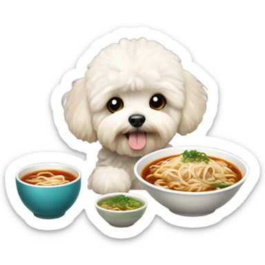 maltipoo eating pho sticker