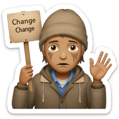 A homeless person asking for change ￼ sticker