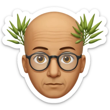 Bald moroccan man with one fennel on his head and glasses on and no turban  sticker