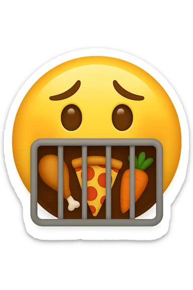 Disturbi alimentari quindi cibo visti come una gabbia stile emoji iphone. sticker