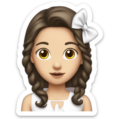 Brunette girl with white bow on her hair  sticker