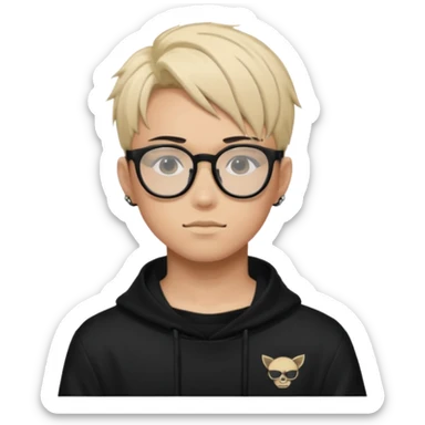 anime boy with tattoo in black balenciaga glasses sticker