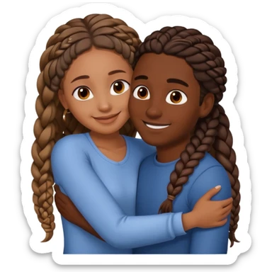 dark skin girlfriend with braids hugs brown skin boyfriend with long hair  sticker