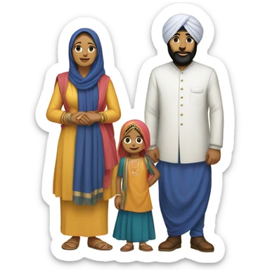 Father, Sikh Mother, daughter, Sikh son sticker
