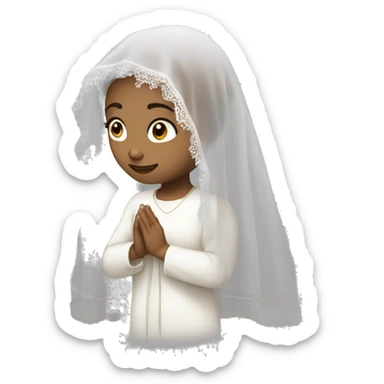 Light skin girl praying with lacewhite veil  sticker