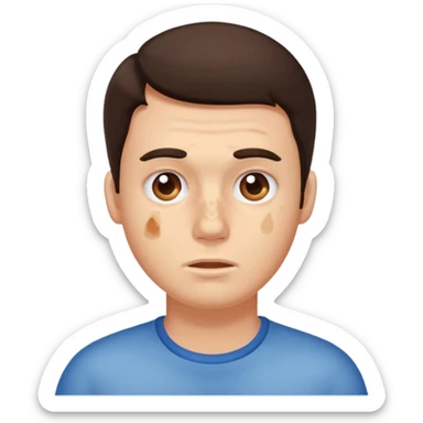brunette man with lots of acne sticker