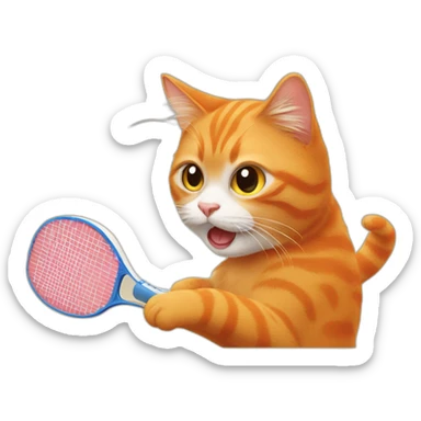 orange cat playing ping pong sticker