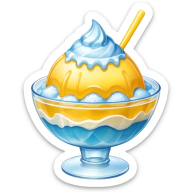 refreshing yellow syrup on shaved ice sticker