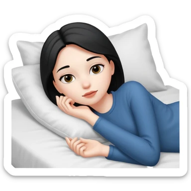 monochrome girl on bed sticker