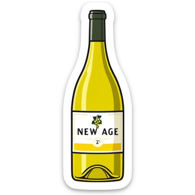 A bottle of white wine labeled NEW AGE sticker