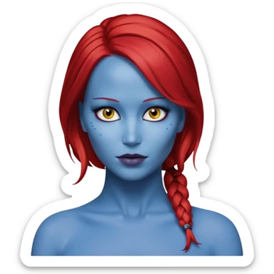 jennifer lawrence x-men mystique red sleek back hair yellow eye  sticker