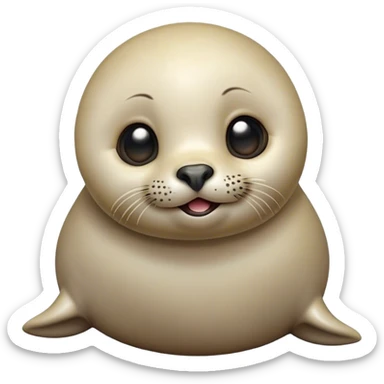 Cinematic Comical Baby Seal Portrait Emoji, Head tilted dramatically with an exaggeratedly surprised expression, featuring a round, plump body with wide, comically expressive eyes and a quirky, puckered face, Simplified yet hilariously expressive features, highly detailed, glowing with a slightly sassy polar glow, high shine, dramatic yet playful, stylized with an air of cheeky arctic mischief, soft glowing outline, capturing the essence of a meme-worthy baby seal that looks ready to give a playful side-eye into viral fame! sticker