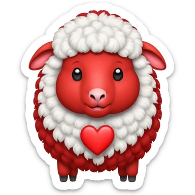 make an emoji with a red sheep. but make a sheep with a heart. but make it more animated like from animated movie and make it different from sheep you’ve made before  sticker
