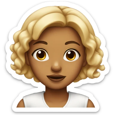 A girl with a puppy dog look and a twisted lip sticker